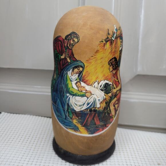 Matryoshka Nesting Dolls 5 Set Life of Jesus Christ Nativity Russian 7" SIGNED - Picture 2 of 13
